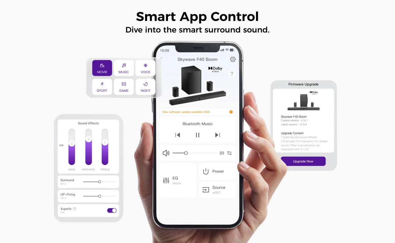 ULTIMEA 460W 5.1.2ch Sound Bar with Dolby Atmos, Surround Sound Home Theater System for TV with 2 Surround Speakers, APP Control