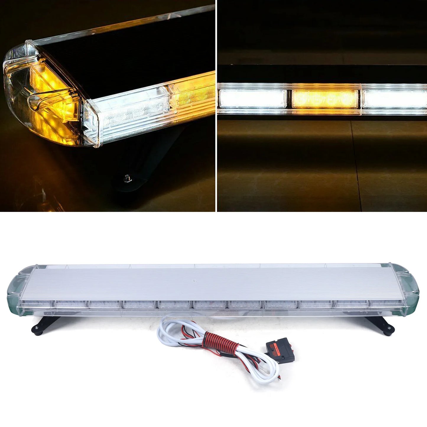 96LED Strobe Light Bar, Bright Emergency Warning Beacon, 12V-24V Universal Vehicle Roof Mount W/ Horn Switch for Trucks, SUVs