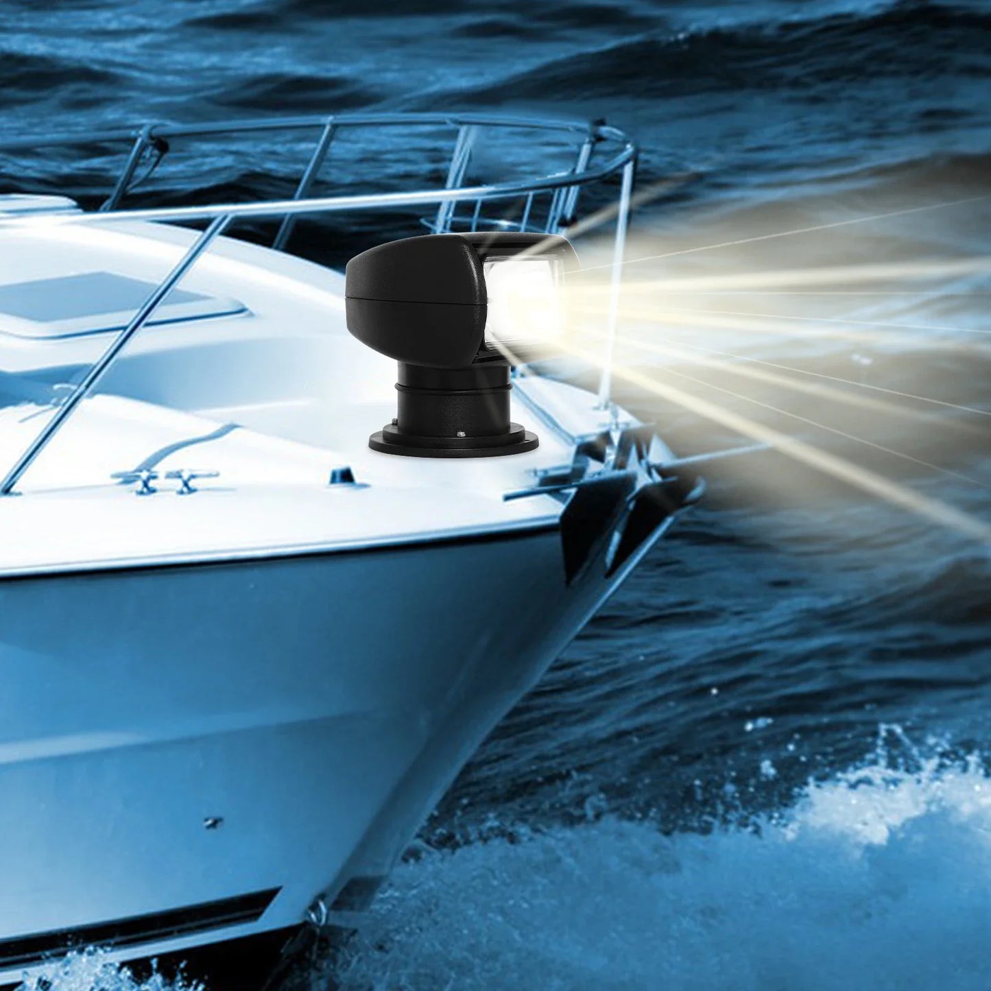 100W Marine Boat Spotlight Searchlight,360° Rotate Remote Control Marine Halogen Spotlight for Truck Car,Waterproof