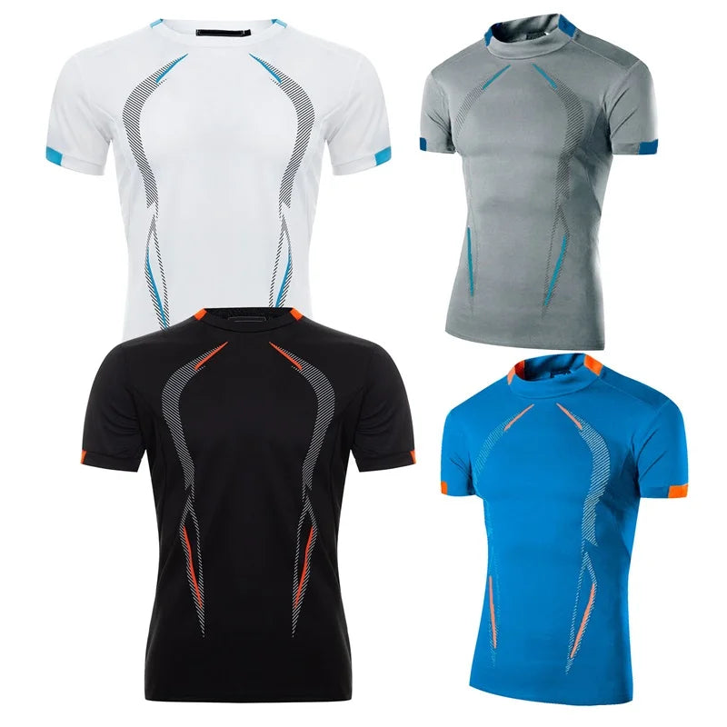 Men s Breathable Quick Dry T-Shirt with Stylish Print Short Sleeve Round Neck  Fit Sports Top in Plus Size