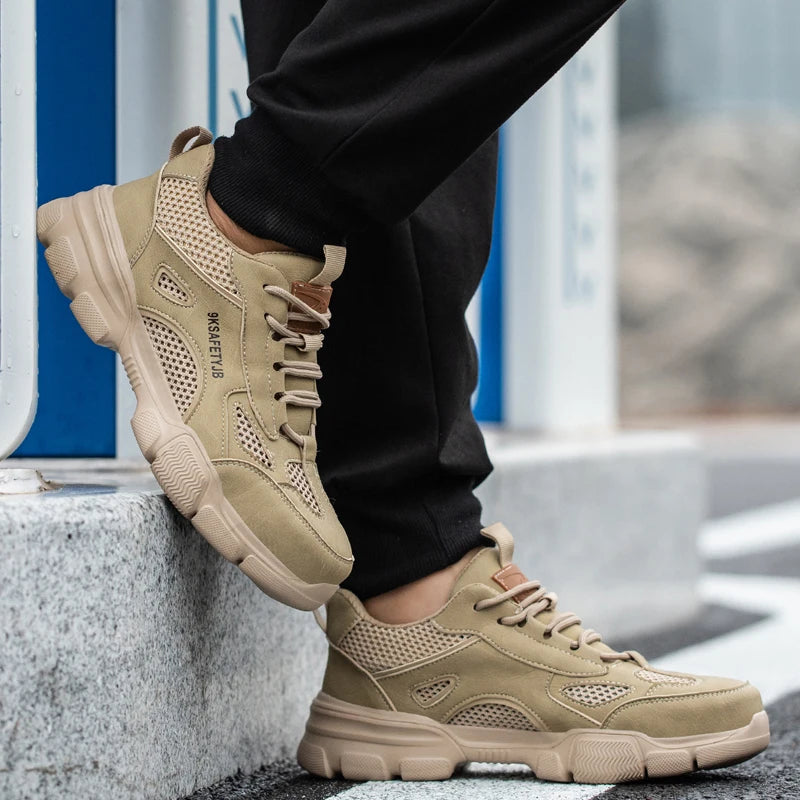 Low Top Breathable Safety Shoes Anti-Puncture Anti shock Work Shoes Slip Resistant Work Sneakers Protective Boots for Men