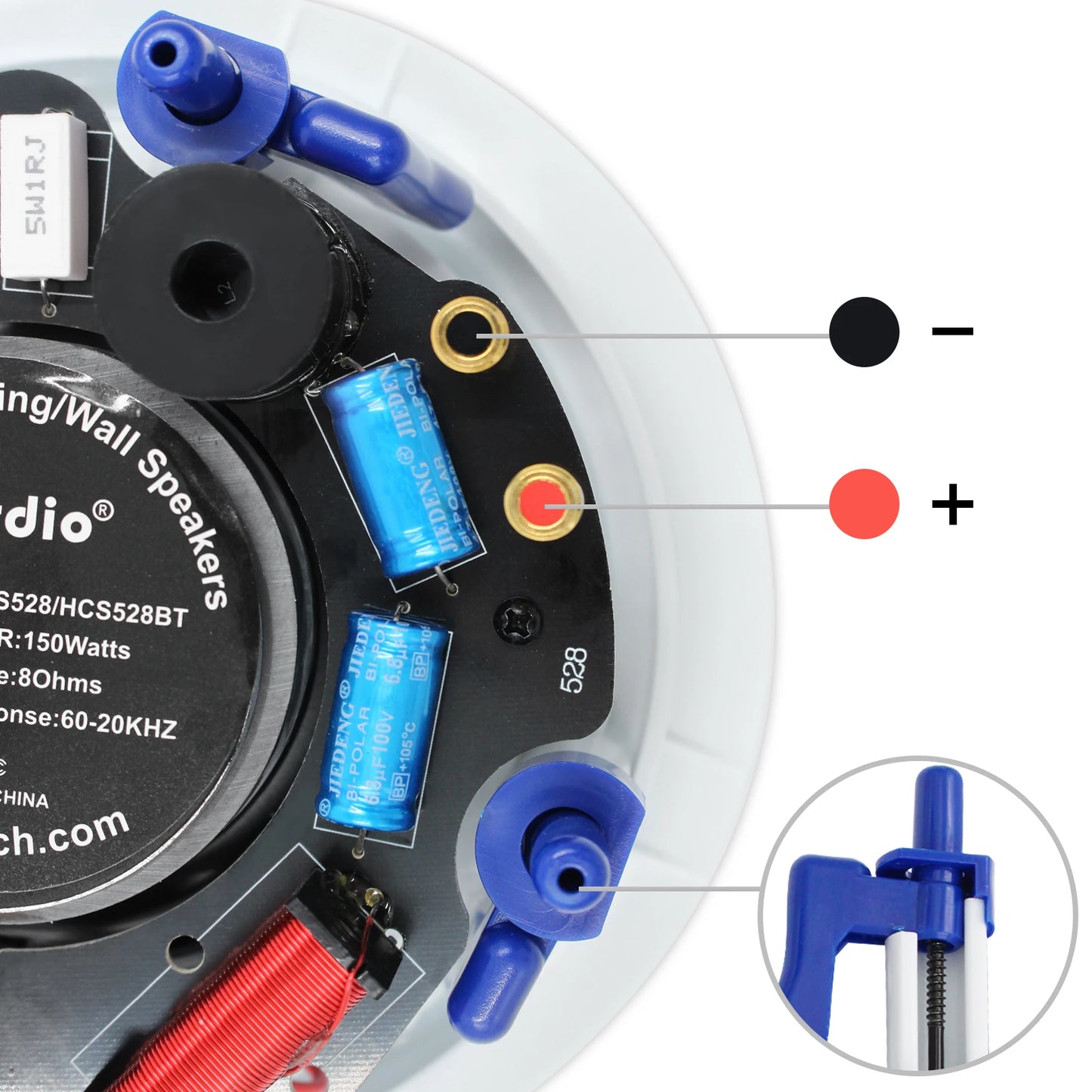 Herdio 5.25” 4PCS Flush Mount Bluetooth Ceiling Speaker System Max Power 600W Great For Humid Indoor Outdoor Kitchen Bedroom