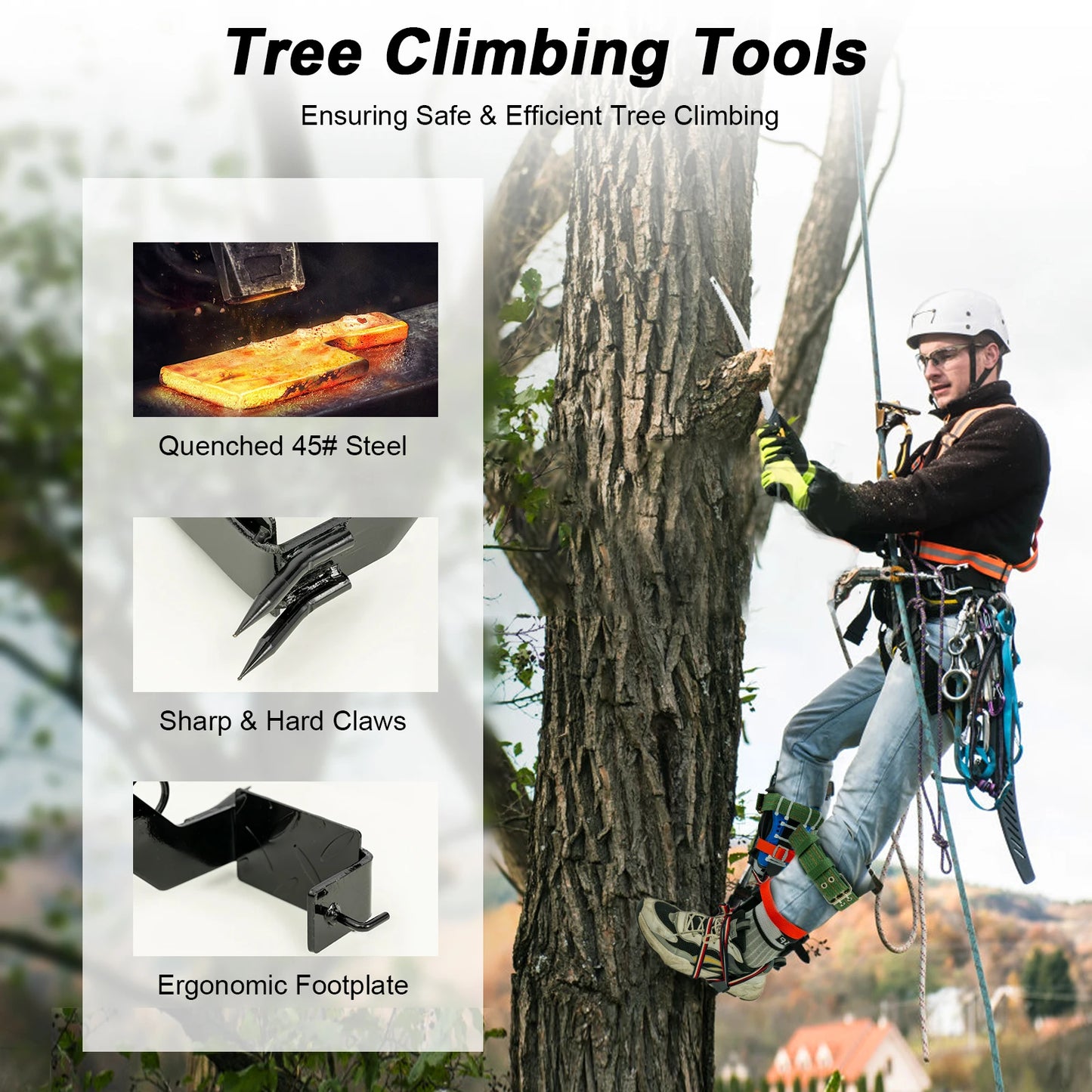 1 Pair Tree Climbing Tools Spike Set Climb Trees Rope Tool with Safety Belt for Outdoor Jungle Survival Climbing Fruit Picking