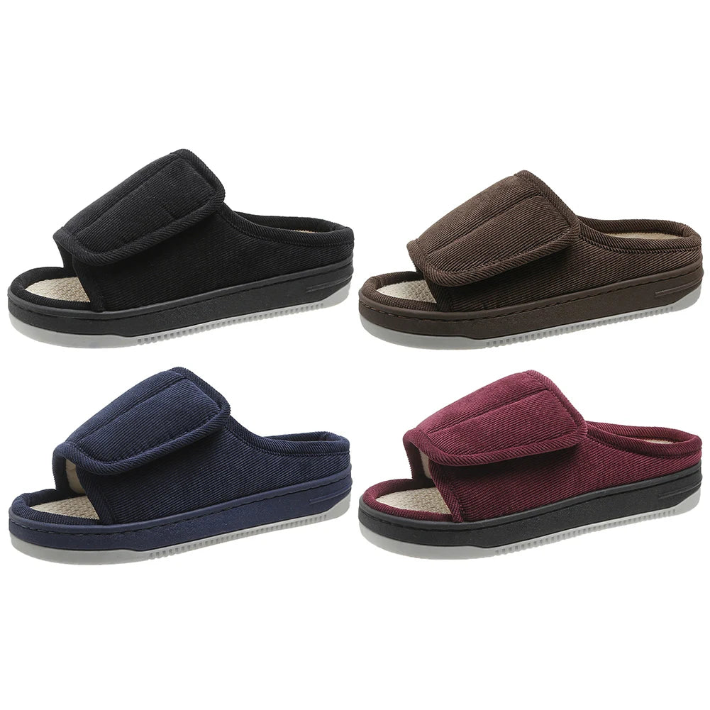 Men Women's Diabetic Slippers Open Toe Slide Slippers with Rubber Sole Swollen Feet Slippers for Indoor Outdoor