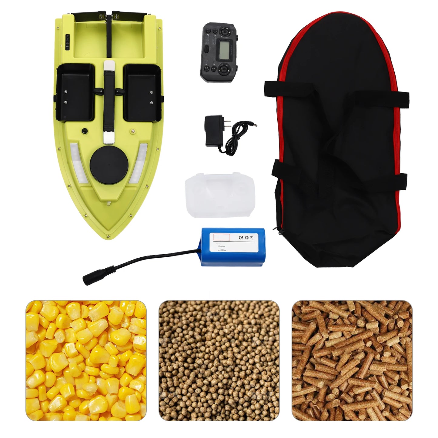 5200mAh GPS Fishing Bait Boat,Remote Control Nest Beater W/ 3/4 Bait Containers and LED Screen,1.5kg/2kg Load Rechargeable