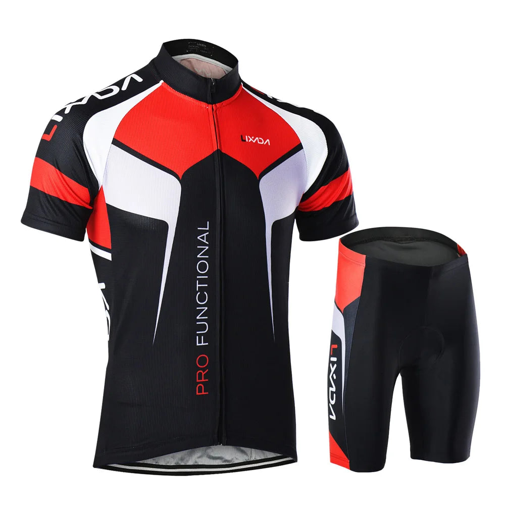 Men Breathable Quick Dry Comfortable Short Sleeve Jersey and Padded Shorts Cycle Clothing Set Riding Sportswear