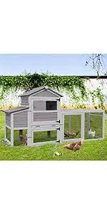 Outdoor Hen House Poultry Cage with Nesting Box, Leakproof Pull Out Tray and UV-Resistant Roof (78.9" L x 26.6" W x 42.5" H)