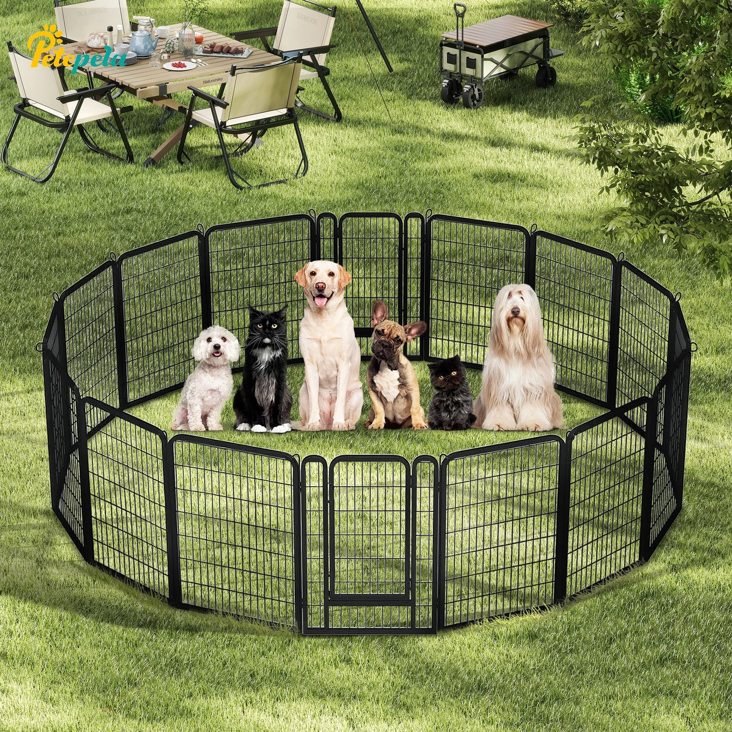 Heavy-Duty Metal Puppy Playpen – 24"/32"/40" Options, 8/16 Panels, Ideal for Indoor Use & Outdoor (RV Camping, Yard, Garden)