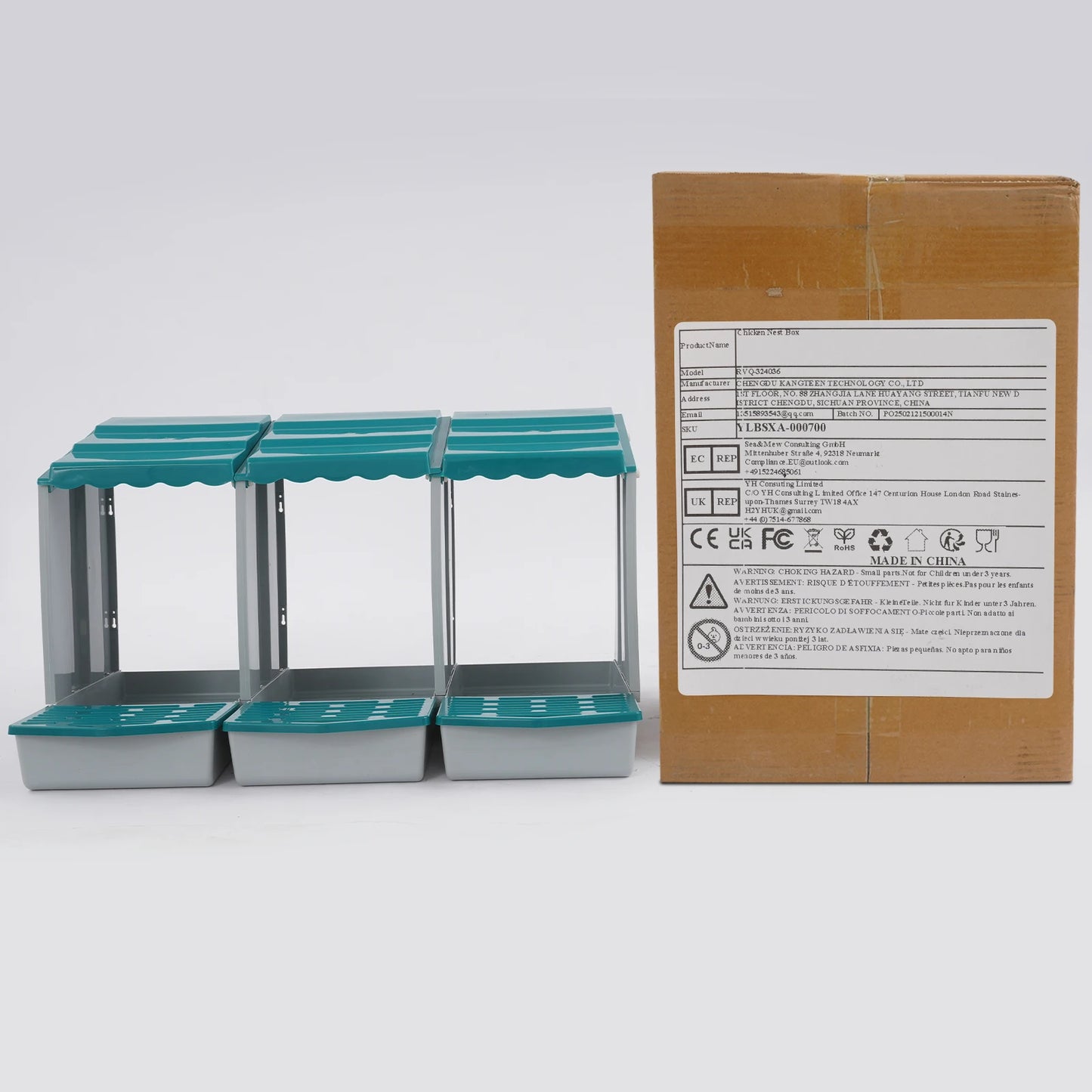 3-Compartment Chicken Nesting Box Chicken Laying Box with Egg Collection