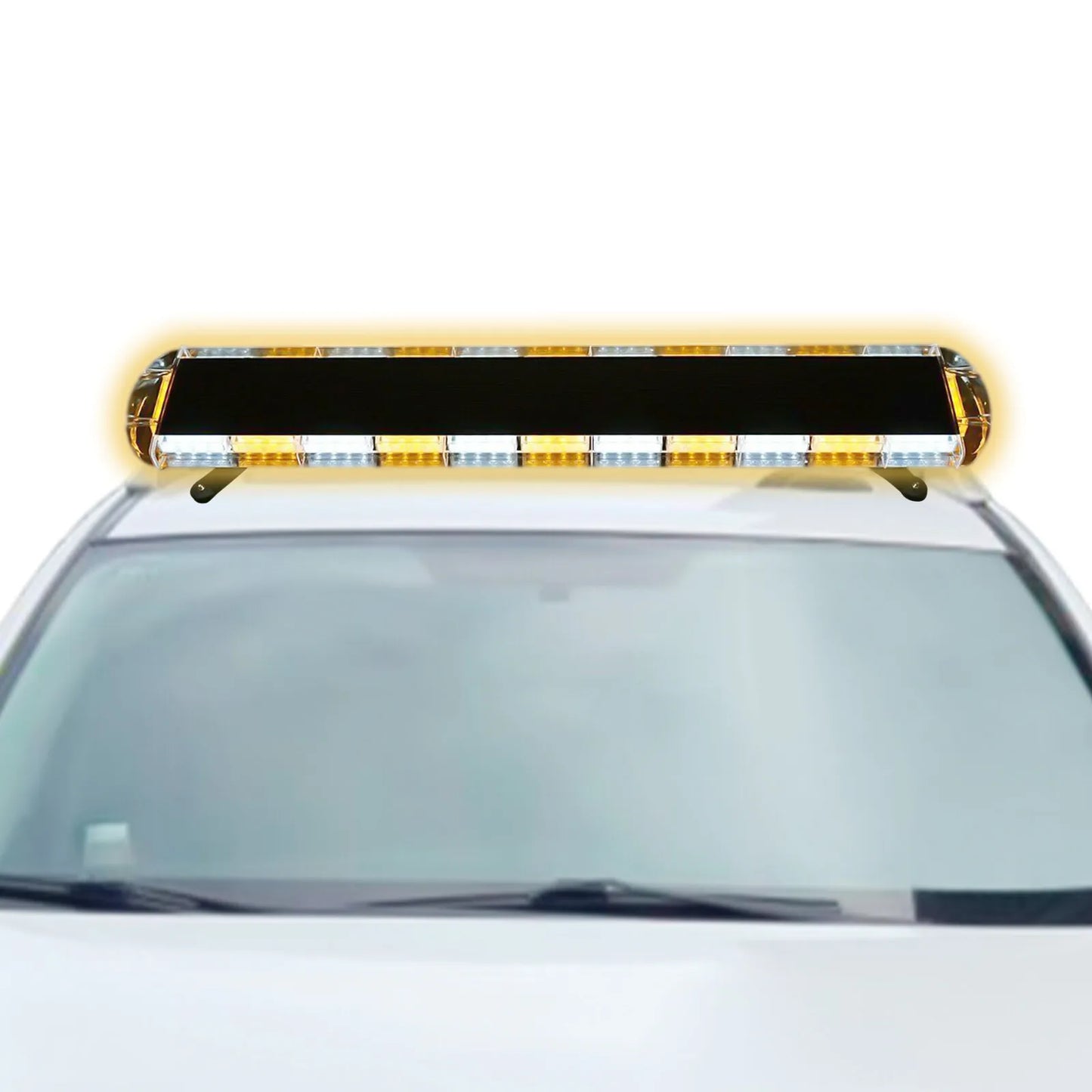 96LED Strobe Light Bar, Bright Emergency Warning Beacon, 12V-24V Universal Vehicle Roof Mount W/ Horn Switch for Trucks, SUVs