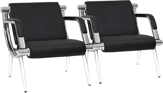 PU Leather Waiting Room Chairs, 2-Piece Set, Office Reception Furniture, Guest Lobby Sofa Seats with Arms for Air Travelers