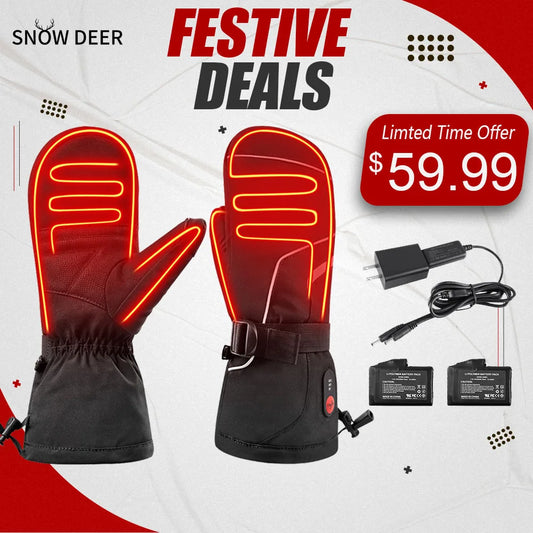 SNOW DEER Electric Ski Gloves for Husband Women Winter Heated Mittens Men Rechargeable Battery Waterproof Thermal Warm hand