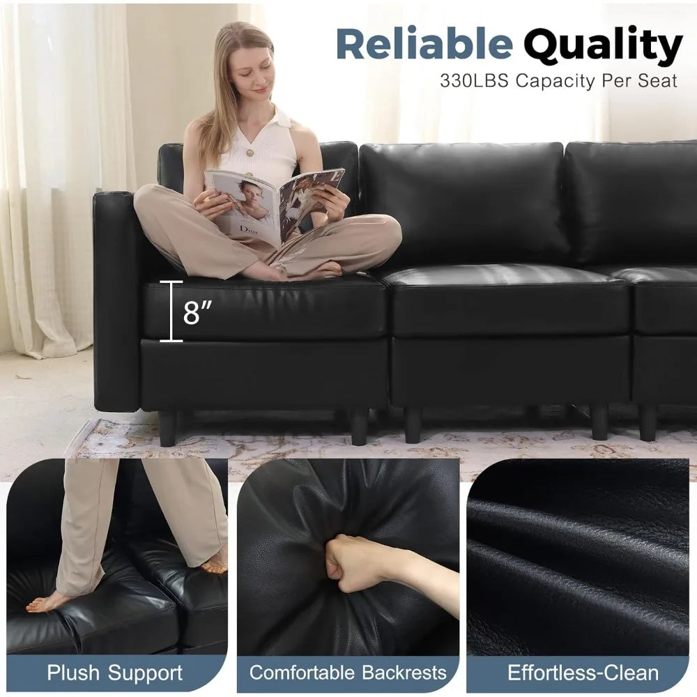 Modern Black Faux Leather Armchair with Storage, Deep Seating for Reading, Suitable for Living Room, Bedroom, or Office