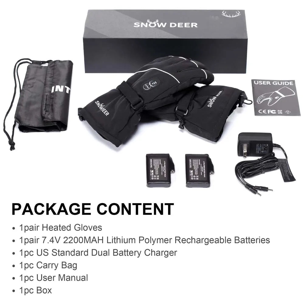 Winter Thermal Electric Heated Skiing Gloves Warm Men Women Touch Screen Rechargable Electric Heating Gloves Motorcycle 2022