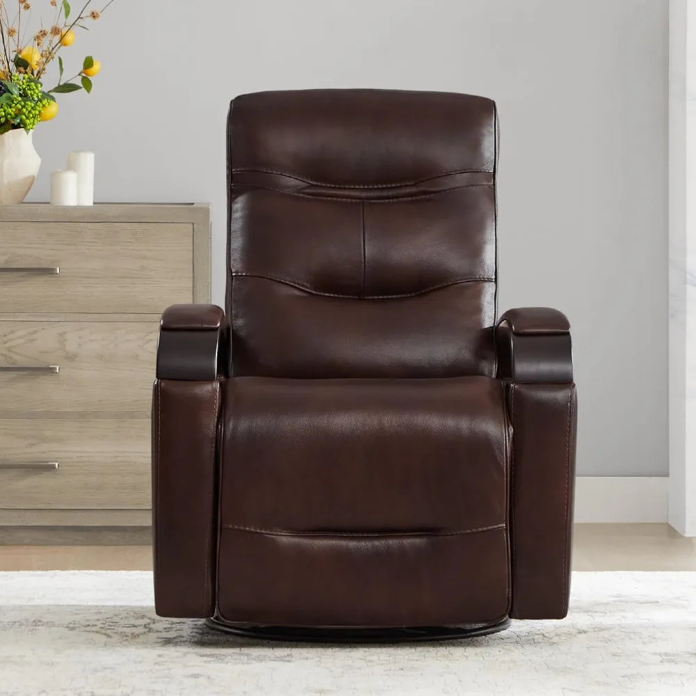 Genuine Leather Power Swivel Glider Rocker Recliner, FSC Certified Mid Century Modern Recliner Chair for Adults, Adjustable Pow