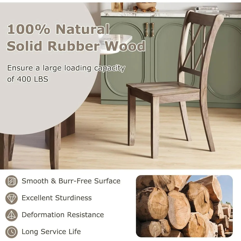Rubber Wood Dining Room Side Chair w/Ergonomic Seat, Armless Chair for Home Kitchen, Dining Room