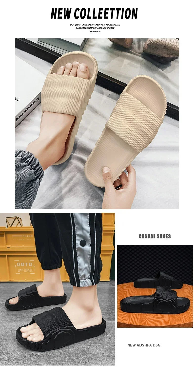 Soft Home Slippers Couple Summer Indoor Skid Proof Bathroom Slippers Sandals Hotel Solid Color Men Women Flip Flops Flat Shoes