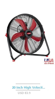 20 Inch Air Circulator Floor Fan 3 Speed Adjustable Wall Mount Quiet Portable with Easy Carry Handle Energy Efficient