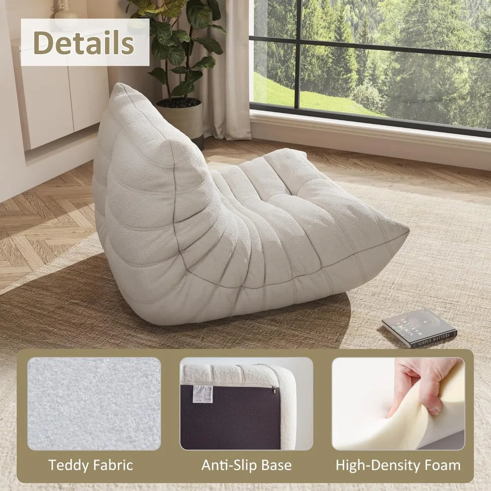 bean bag chair, oversized bean bag chair for living room, fireside chair for adults with memory foam filled, big accent sofa lou