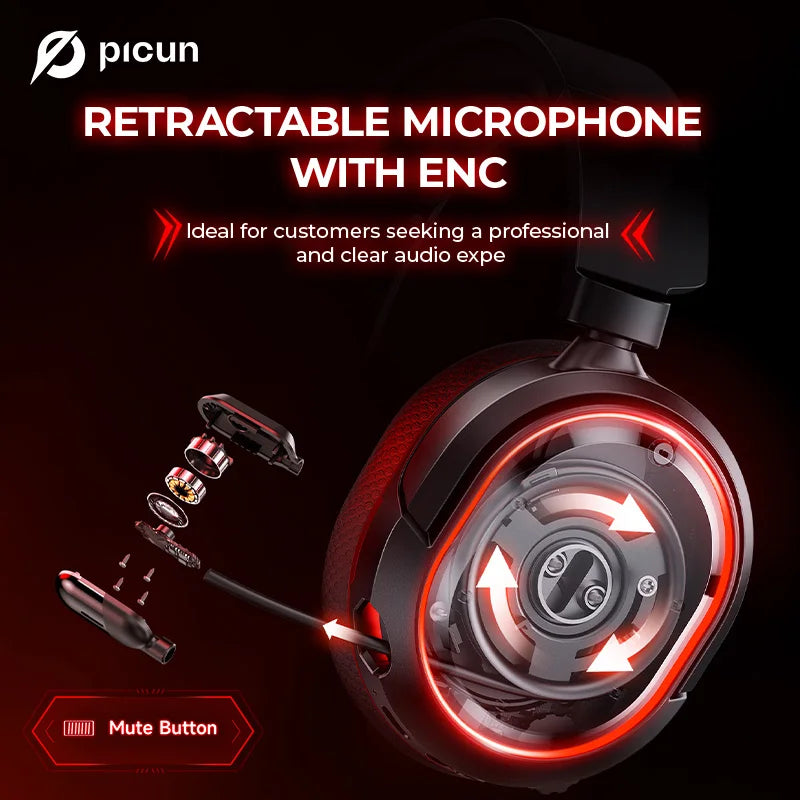 Picun G2 2.4G Wireless Gaming Headset Bluetooth Headphones