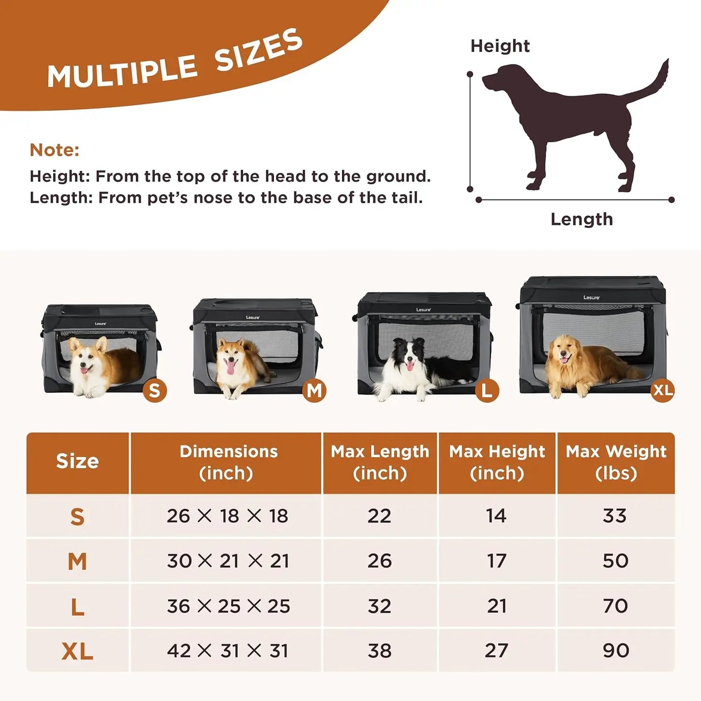 Soft Collapsible Dog Crate - 42 Inch Portable Travel Dog Crate for Extra Large Dogs Indoor & Outdoor, 4-Door Foldable