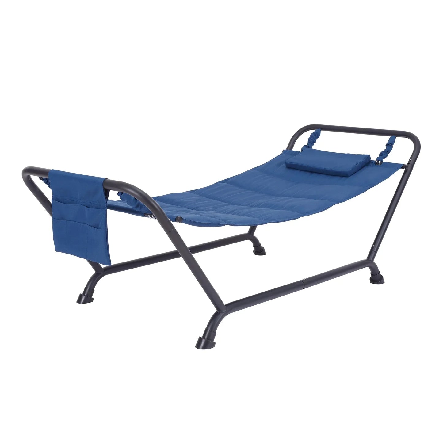 Polyester Hammock with Stand and Pillow for Outdoor , Multi color,Rust-resistant powder-coated steel frame