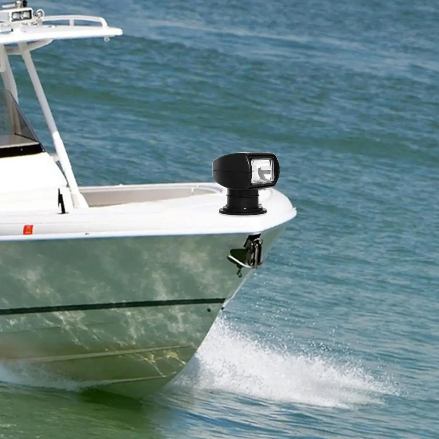 100W Marine Boat Spotlight Searchlight,360° Rotate Remote Control Marine Halogen Spotlight for Truck Car,Waterproof