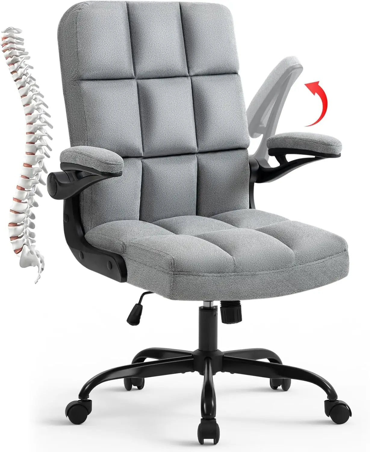 Home Office Chair Ergonomic Desk Executive Chair Computer Task Chair, Rolling Swivel Chair with Arms,