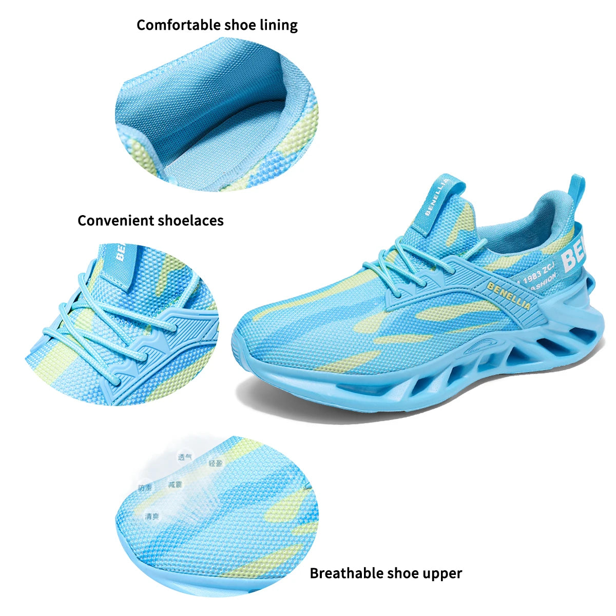 Running shoes for men and women, lightweight mesh, breathable and comfortable, flat and soft tennis shoes