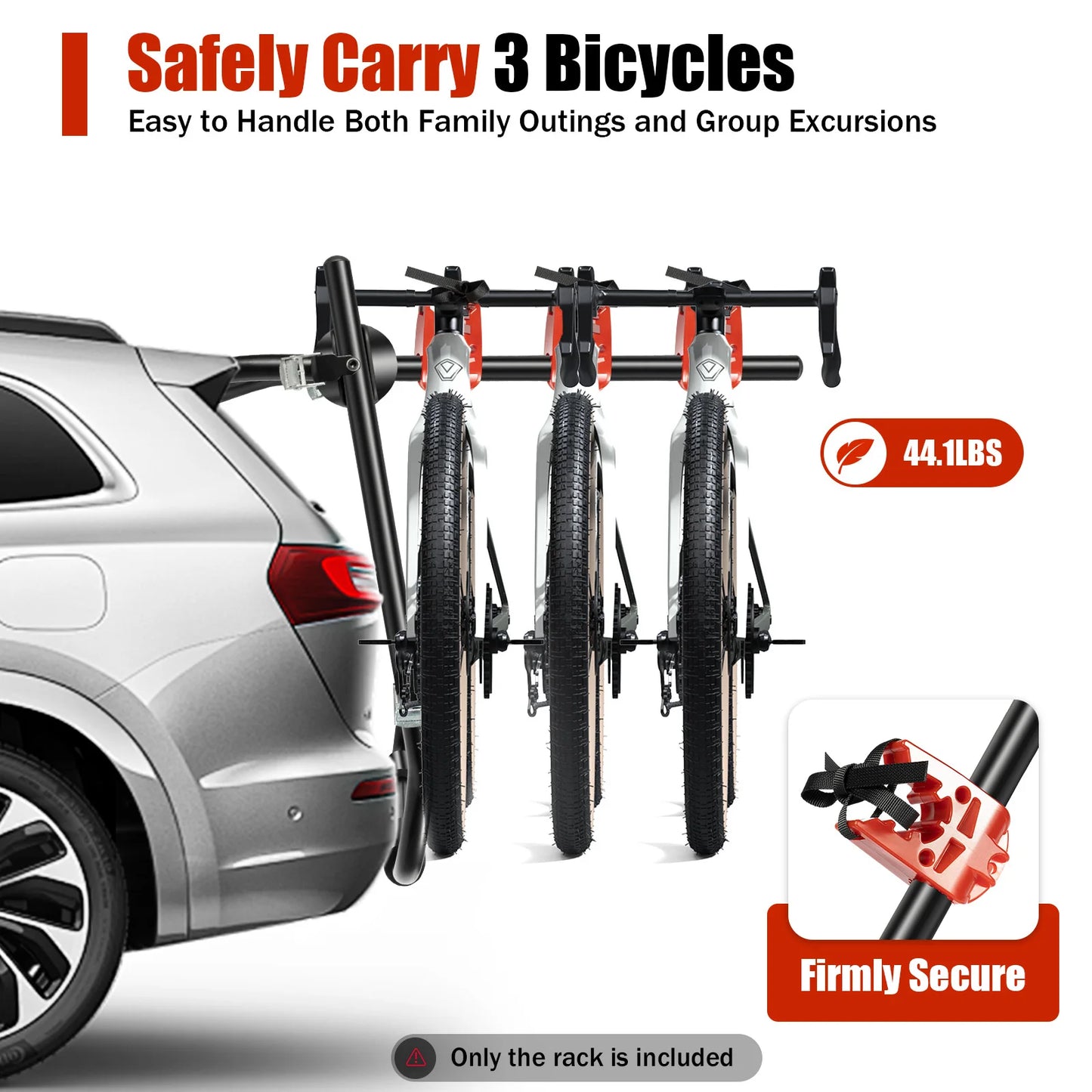 Foldable Car Trunk Bike Rack Auto Bicycle Rack Carrier 3 Bikes Trunk Mount for Most Hatchbacks, Sedans, SUVs, Vans