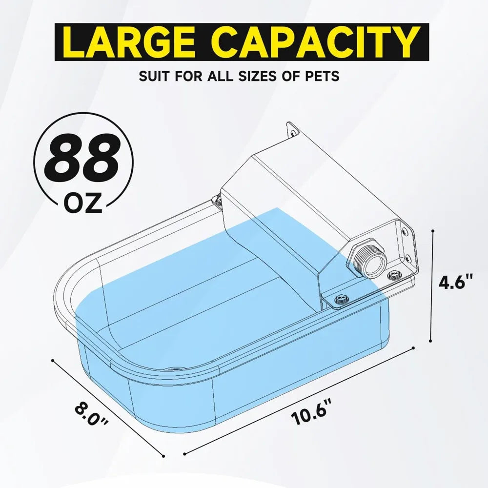 Automatic Water Dispenser for Dogs, 3L /101 oz 304 Stainless Steel Dog Water Feeder, Auto-Fill Large Waterer for Pets & Livestoc