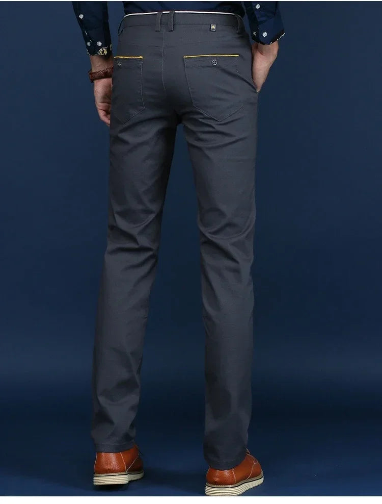 Classic Style Men Spring Summer Thin Casual Pants Fashion Business Cotton Solid Color Office Trousers High Quality Men Trousers