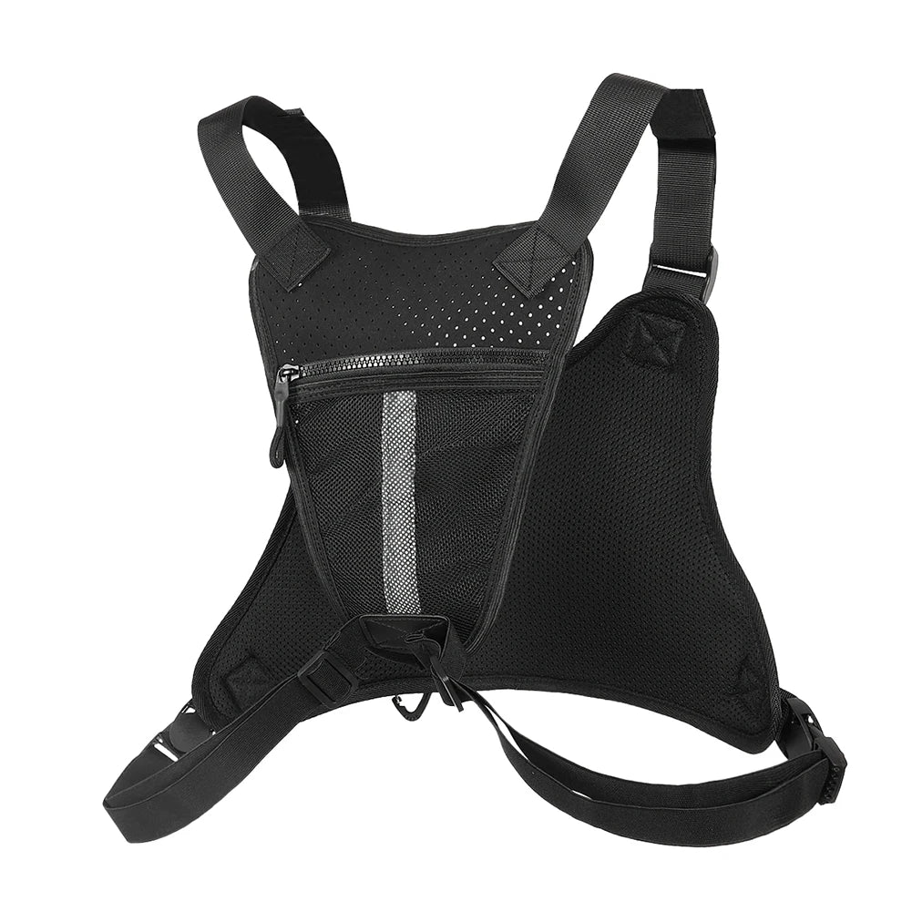 Sports Chest Bag Waist Bag Large Capacity Front Chest Pack Running Vest Bag With Built-In Phone Holder Reflective Workout Bag