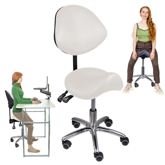 Saddle Rolling Adjustable Chair Adjustable Height Ergonomic Saddle Stool for Kitchen Salon Work Area Clinic Living Room
