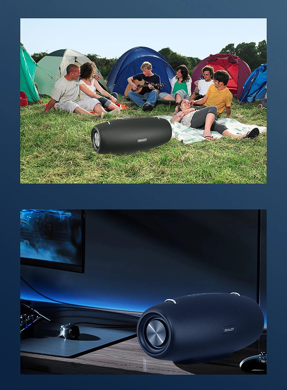 Zealot S67 Wireless Speaker WithShoulder Strap,Outdoor,Waterproof,Portable Speaker with Loud Stero and Booming Bass,40H Playtime