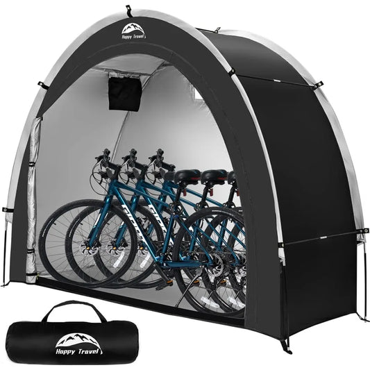 Happy Travel Bike Storage Shed TentOutdoor Portable Bicycle Storage Sheds with 210D Oxford Fabric PU4000 Waterproof for 2 3 4 6