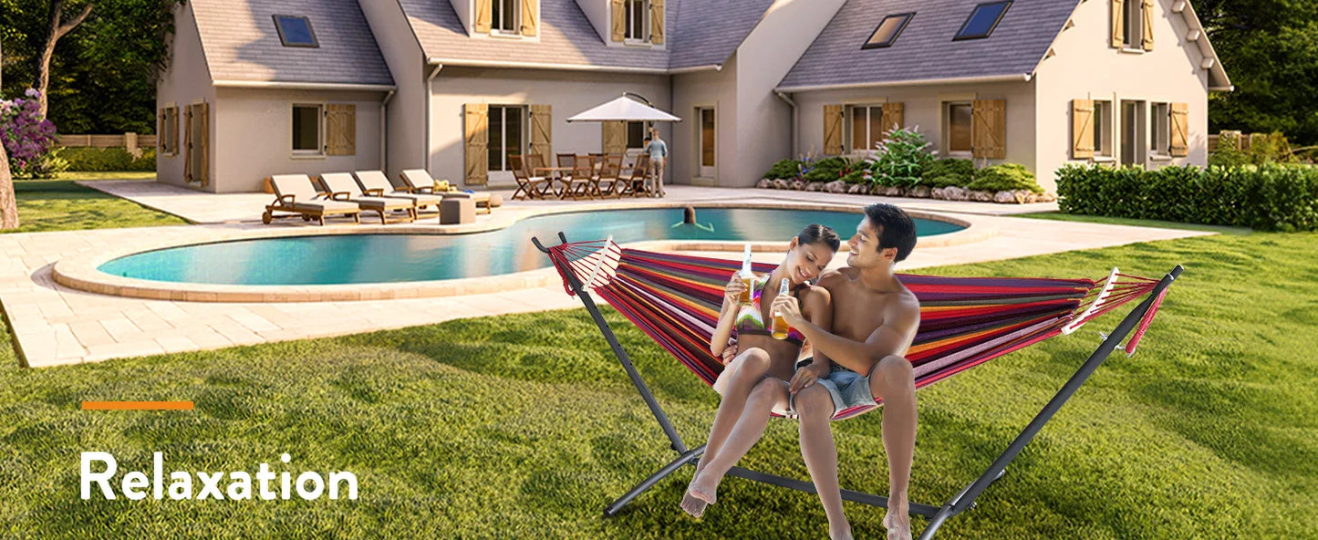 Gyroor Hammock with Adjustable Stand- Stylish Hammock Bed w/Storage Bag, 600lb Capacity