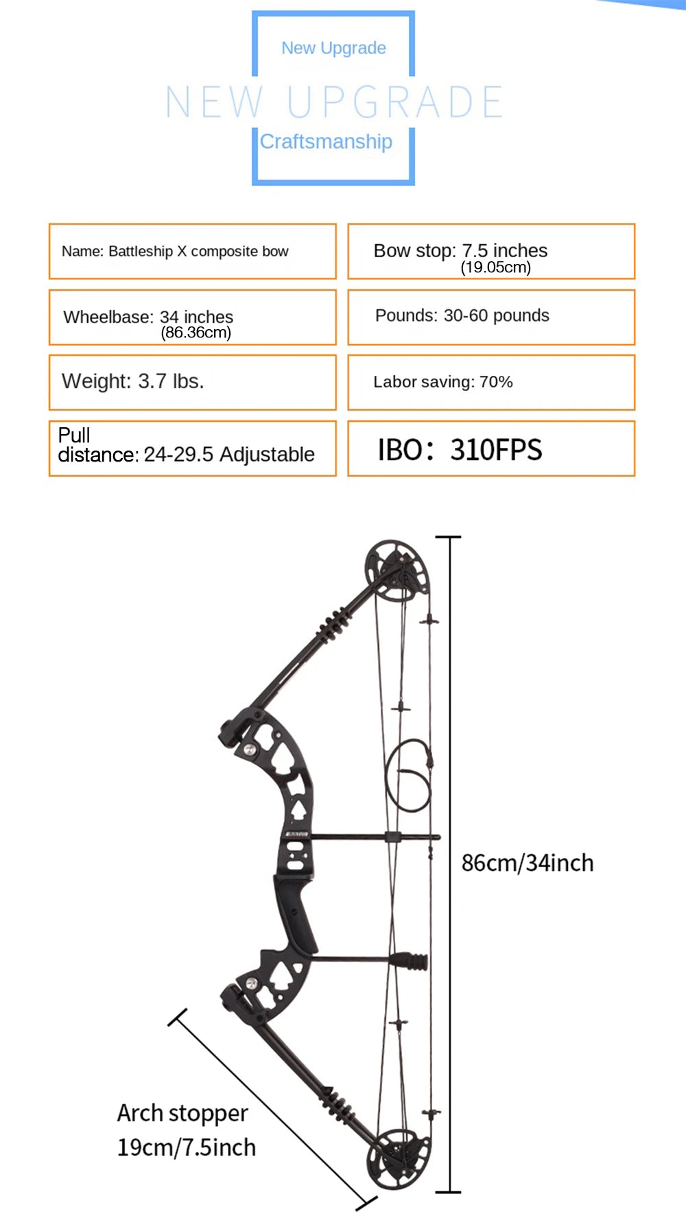 Battleship X Composite Pulley Bow and Arrow M125 Outdoor Archery Equipment 30-60lb Bow and Arrow Set