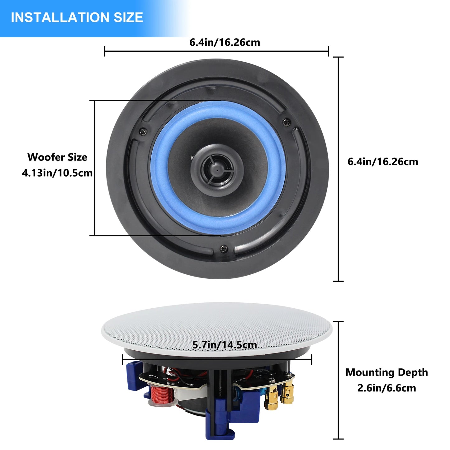 Herdio 4 " 320 Watts 2-Way Bluetooth Ceiling Speakers Package Perfect For Home Theater System Living Room Flush Mount 4 Speaker