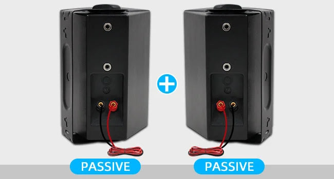 Herdio 5.25'' 300W Indoor Outdoor Waterproof Dual Speakers Home Theater Wall Mount System For Garage Basement living Room Black