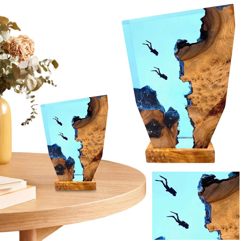 Diving Cave Exploration Theme Night Light USB Charge Deep Sea Diver Night Light Table Decoration Lamp Bedroom Office Desk Decor