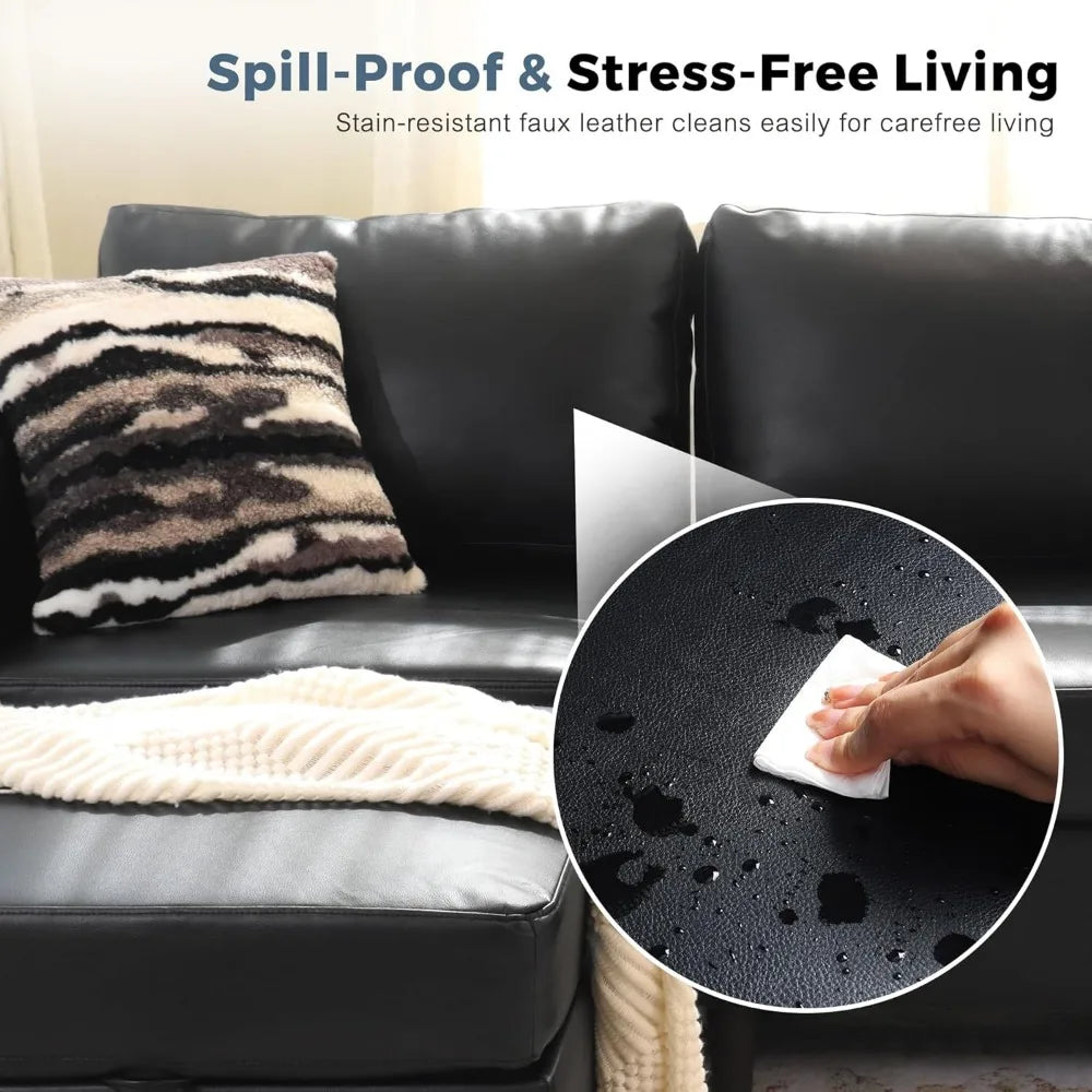 Modern Black Faux Leather Armchair with Storage, Deep Seating for Reading, Suitable for Living Room, Bedroom, or Office