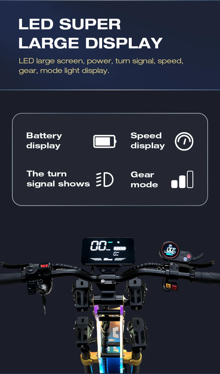 US Warehouse GT-M8 patinete eléctrico 72V50AH Dual Motors 13inch City Wheel Adult Electric Scooter Seat & Trunk Trotinette