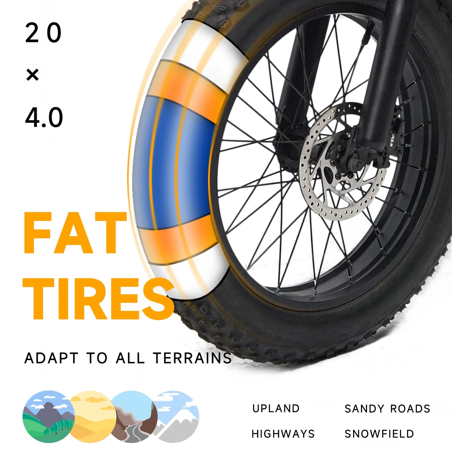 20" Electric Motorcycles Mountain fat tire E Bike for Adults, 1000W Peak Motor Ebike 29Mph 35Miles 48V 15.6AH Electric Bicycle