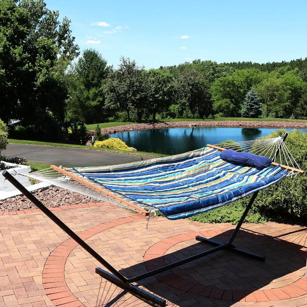Rope Hammock with 12-Foot Stand and Hammock Pad - 275-Pound Capacity