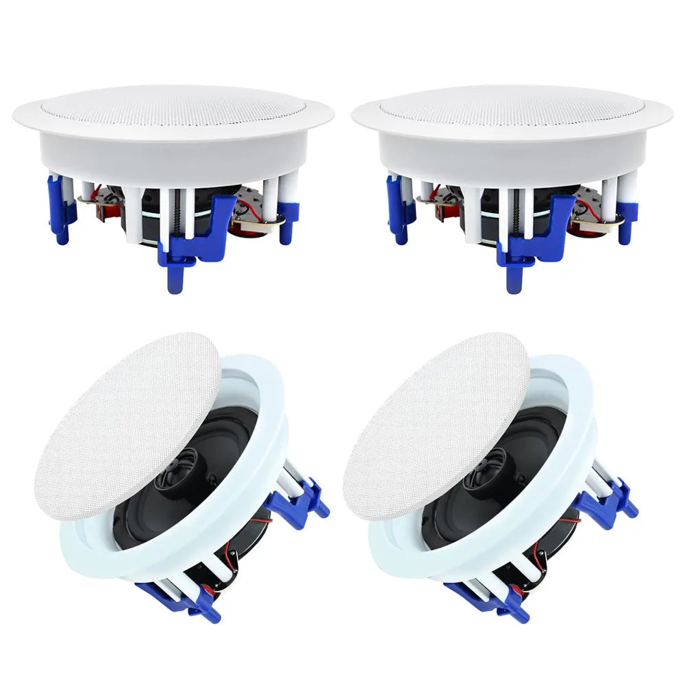 Herdio 5.25” 4PCS Flush Mount Bluetooth Ceiling Speaker System Max Power 600W Great For Humid Indoor Outdoor Kitchen Bedroom