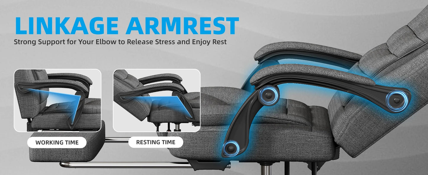 Ergonomic Executive Office Chair - High Back Chair with Headrest & Lumbar Support, Premium Home Office Chair - Adjustable Height