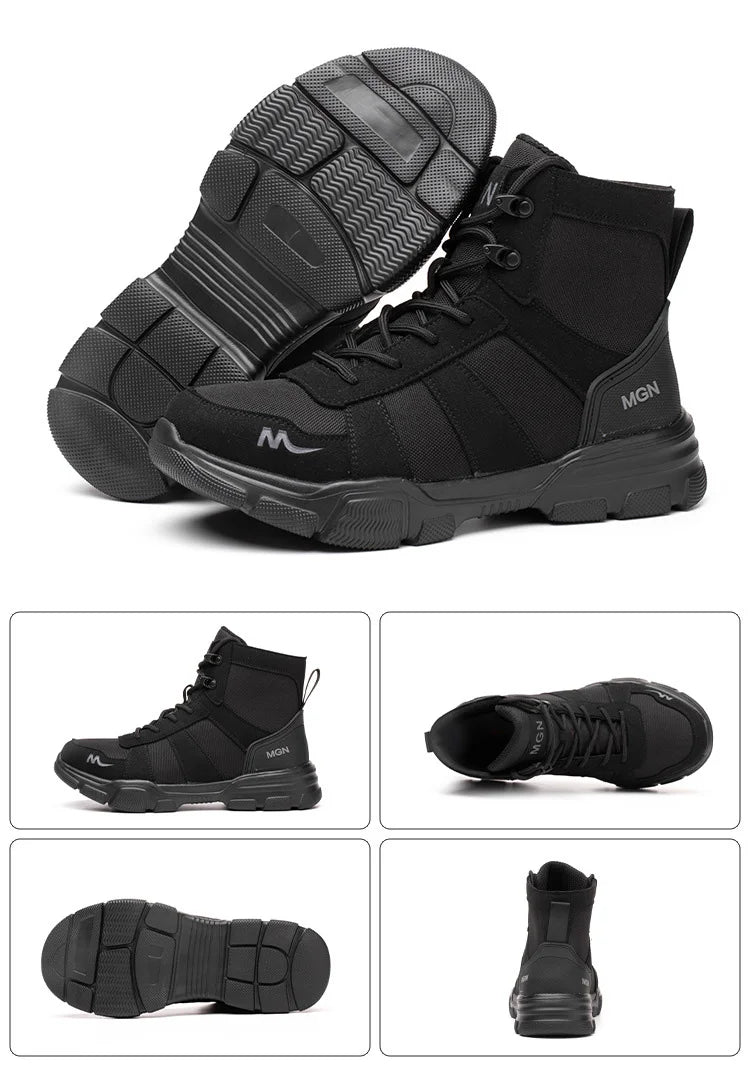 Mens Safety Shoes Steel Toe Metatarsal Protection Anti-Puncture Indestructible Shoes Trail Running Shoes Outdoor Protective Boot