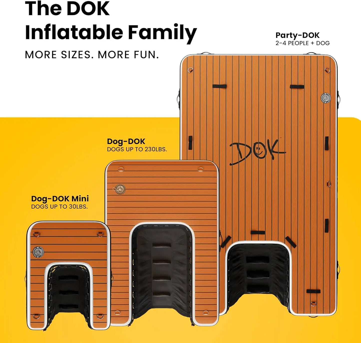 DOK Dog-DOK Inflatable Dock Platform: Safe & Easy Water Access for Dogs Up to 230 lbs; Floating Non-Slip EVA Foam with Dog Boat