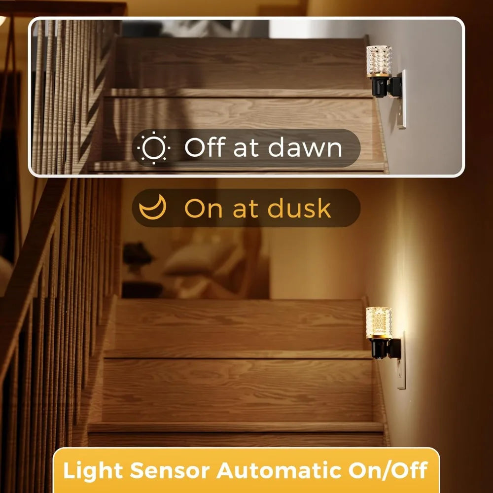 Dimmable LED Night Light Plug-in, Auto Sensor, Adjustable 0-100LM for Bedroom, Hallway, Home Decor
